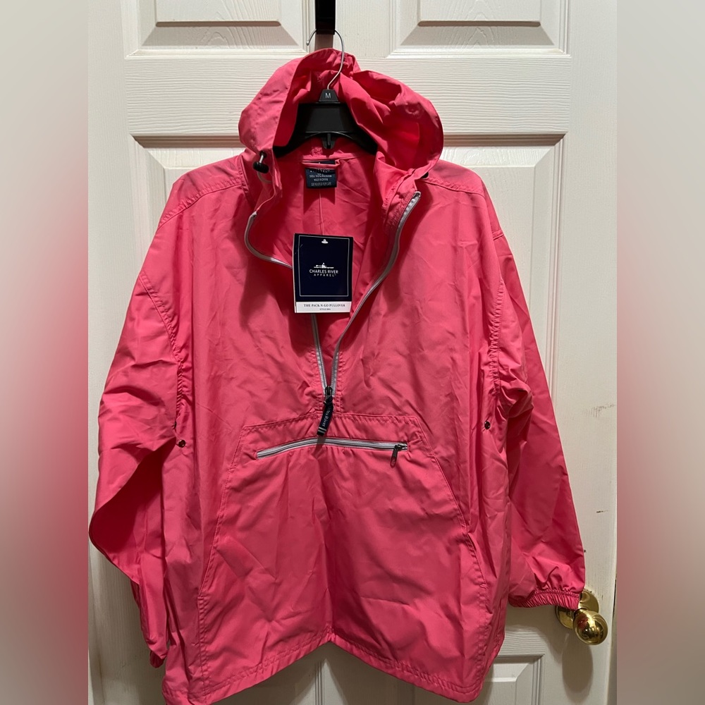 NWT Coral Charles River Rain Jacket never worn only out of package for picture.